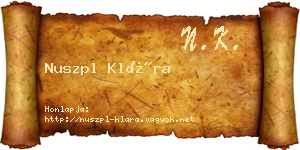 Nuszpl Klára névjegykártya